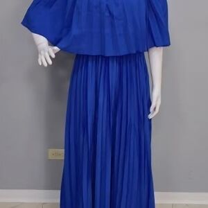 Elegant Blue Off-Shoulder Maxi Dress